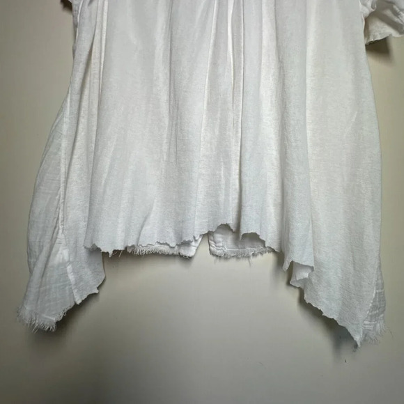 Enza Costa Italian Pima Cotton blend Blouse Shirt Raw Edge Hem size M - Picture 8 of 9